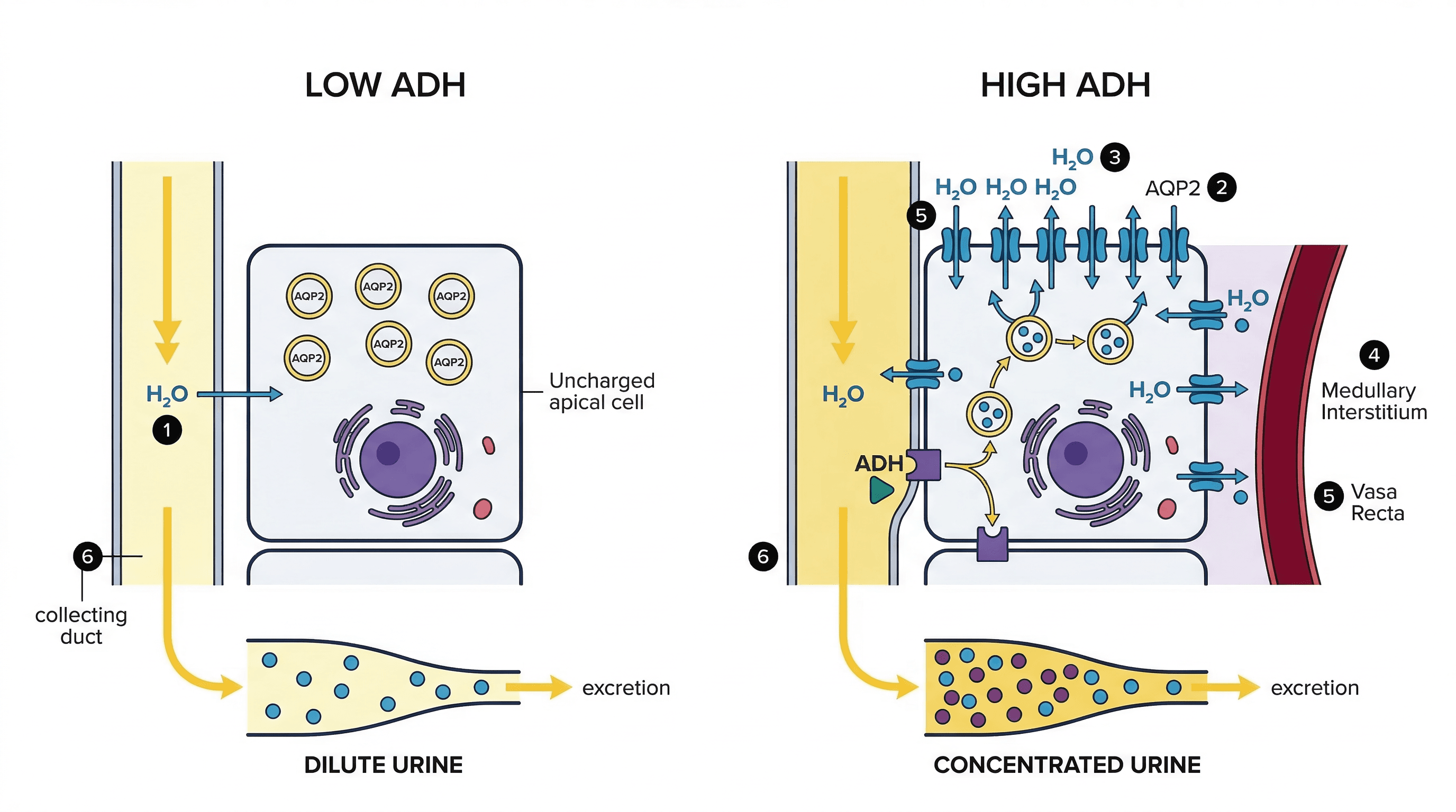 The mechanism of ADH action on kidney tubules.