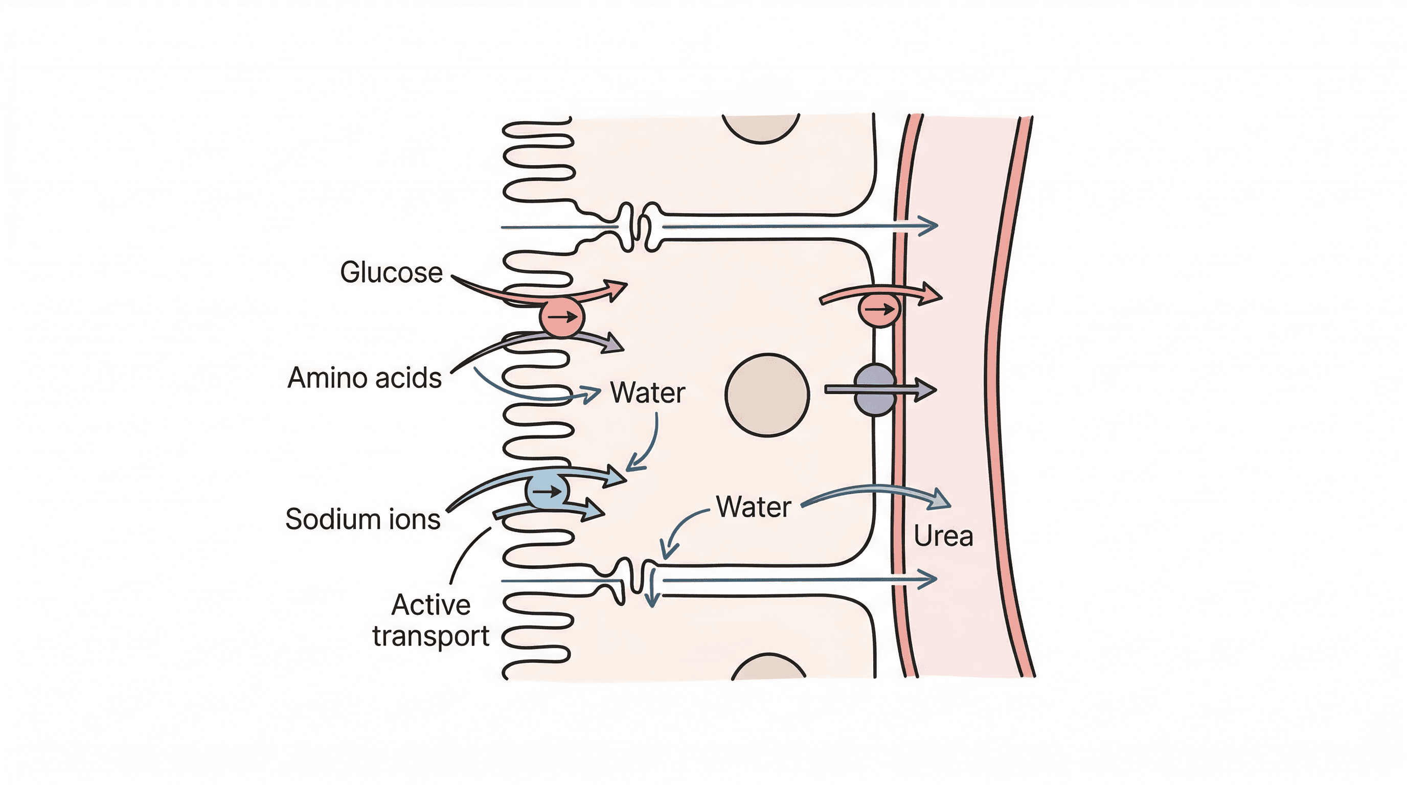 Adaptations for reabsorption in the proximal convoluted tubule.
