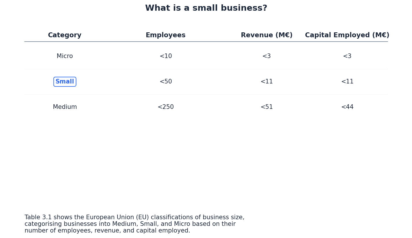 Defining a Small Business