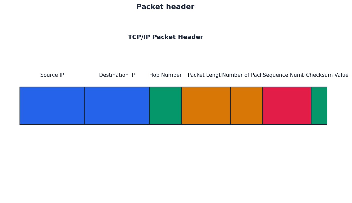 Key fields within a data packet header.