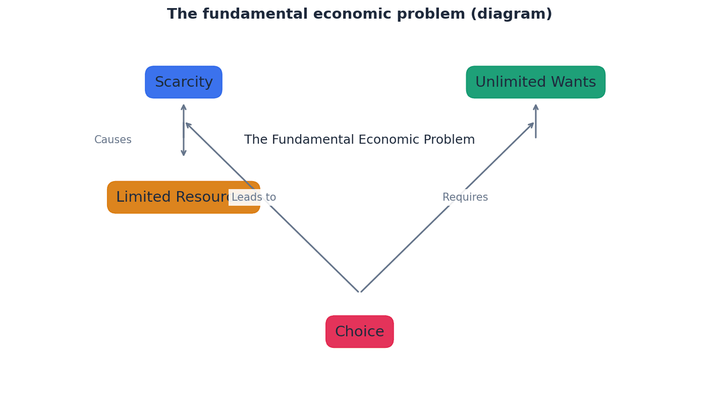 A visual representation of the fundamental economic problem.