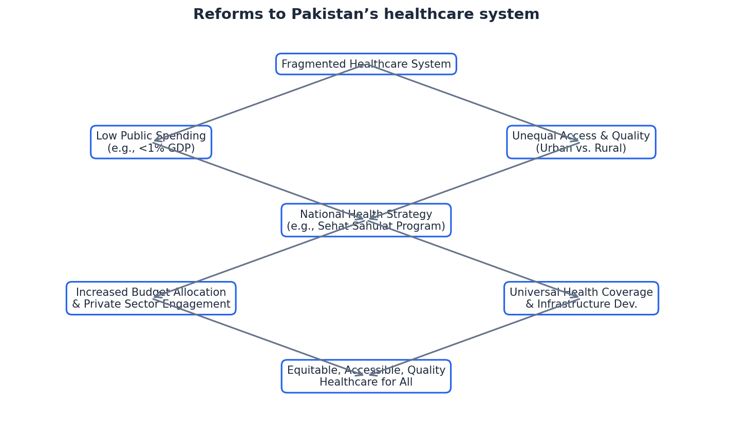 Government reforms in Pakistan's healthcare system as an example of addressing merit goods.
