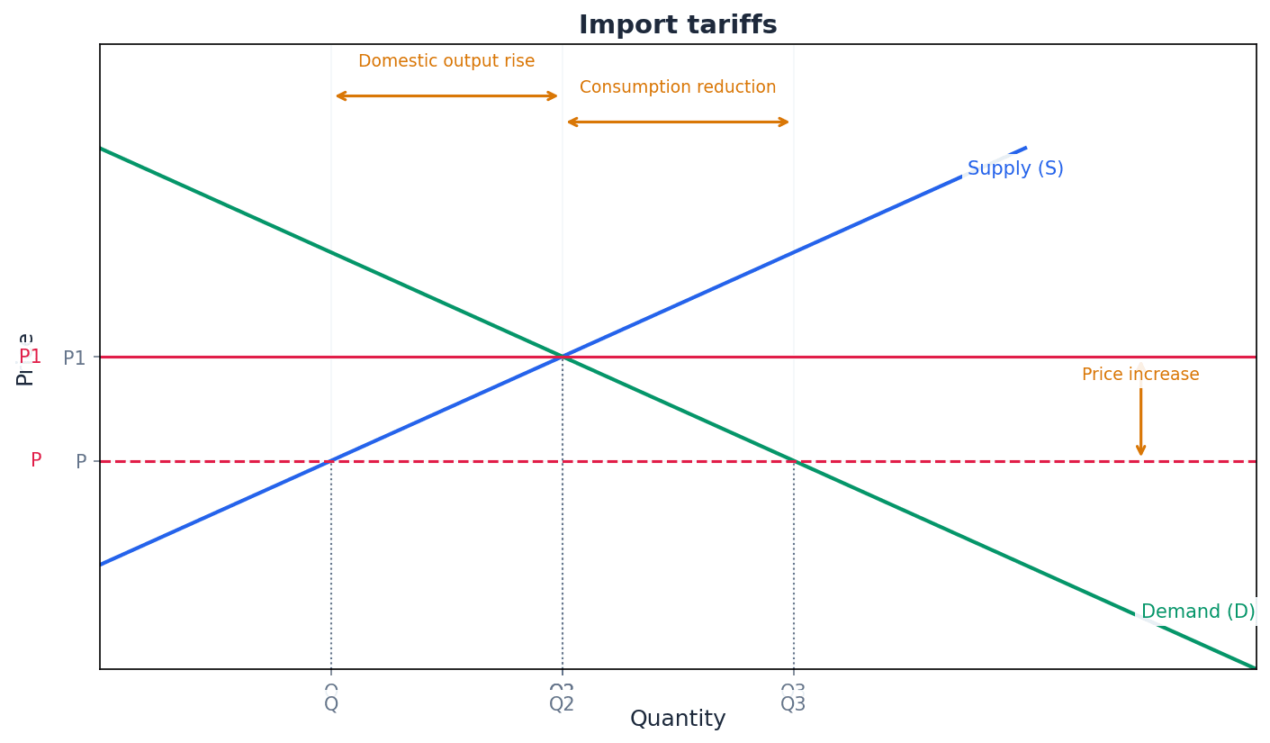 Impact of Import Tariffs on Market Equilibrium