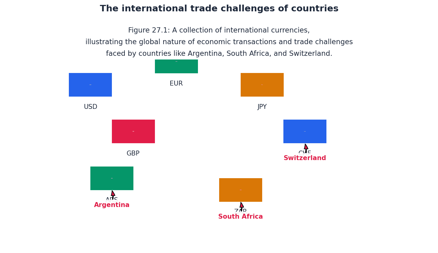 Illustrates the international trade challenges faced by countries.