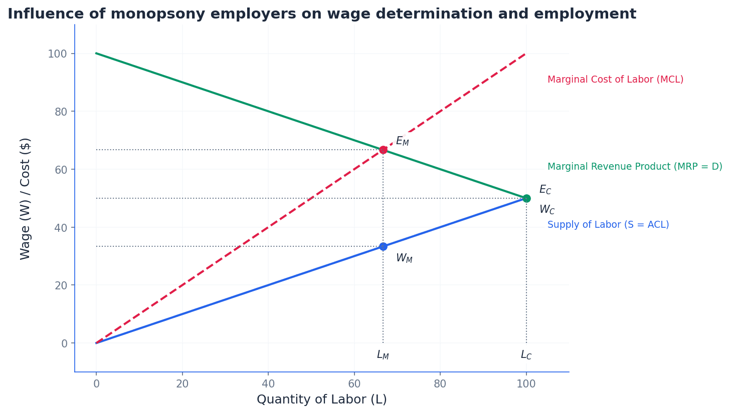 Influence of Monopsony Employers on Wage Determination and Employment