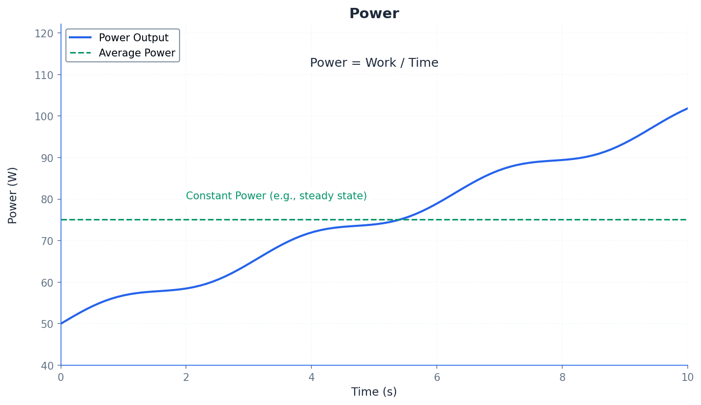 Power as the rate of doing work or force times velocity.
